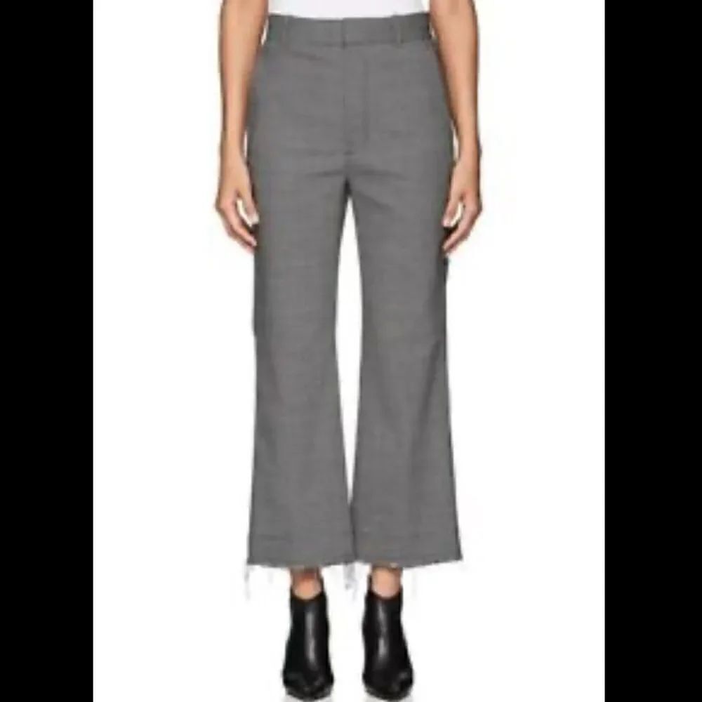 Helmut Lang Wool Blend Cropped Raw Hem Pants